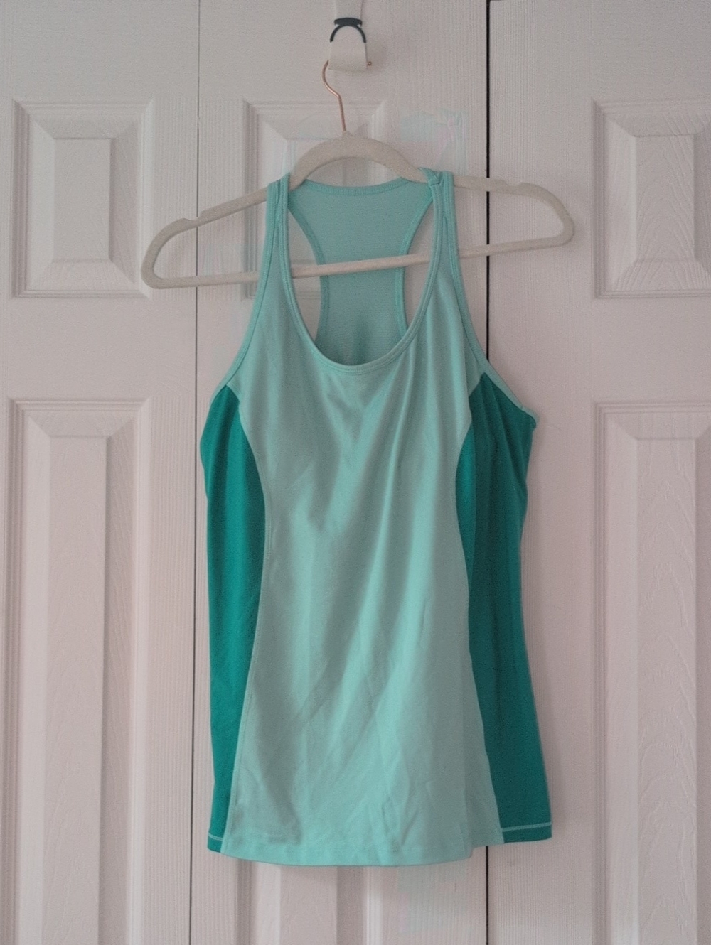Light Aqua Racerback Tank Top with Built In Bra